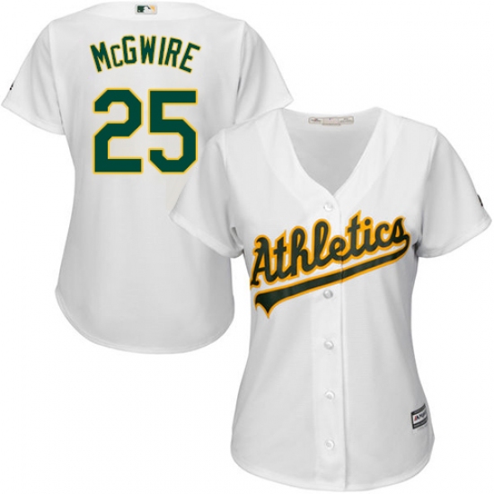 Women's Majestic Oakland Athletics 25 Mark McGwire Replica White Home Cool Base MLB Jersey