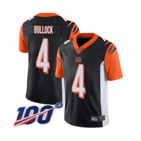 Men's Cincinnati Bengals 4 Randy Bullock Black Team Color Vapor Untouchable Limited Player 100th Season Football Jersey