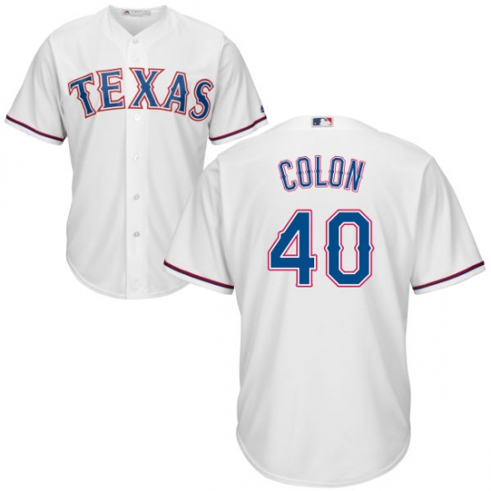 Men's Majestic Texas Rangers 40 Bartolo Colon Replica White Home Cool Base MLB Jersey