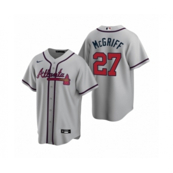 Men's Atlanta Braves 27 Fred McGriff Nike Gray 2020 Replica Road Jersey