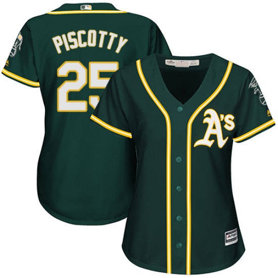 Women's Majestic Oakland Athletics 25 Stephen Piscotty Replica Green Alternate 1 Cool Base MLB Jersey