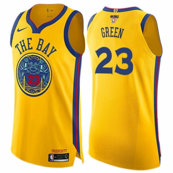 Youth Nike Golden State Warriors 23 Draymond Green Swingman Gold 2018 NBA Finals Bound NBA Jersey - City Edition