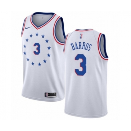 Men's Nike Philadelphia 76ers 3 Dana Barros White Swingman Jersey - Earned Edition