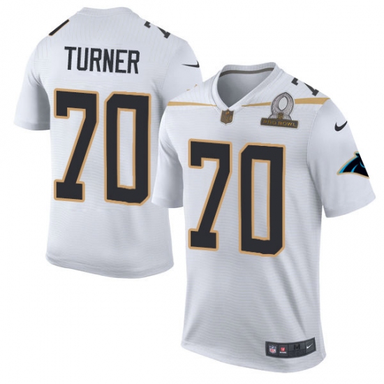 Men's Nike Carolina Panthers 70 Trai Turner Elite White Team Rice 2016 Pro Bowl NFL Jersey