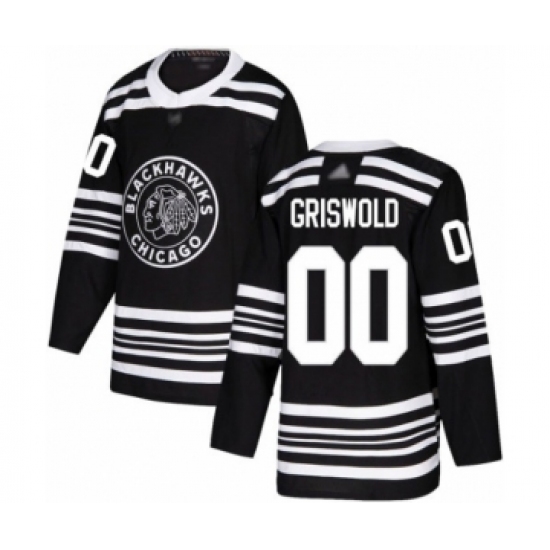 Men's Chicago Blackhawks 00 Clark Griswold Authentic Black Alternate Hockey Jersey