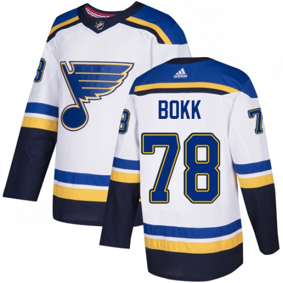 Youth Adidas St. Louis Blues 78 Dominik Bokk Authentic White Away NHL Jersey