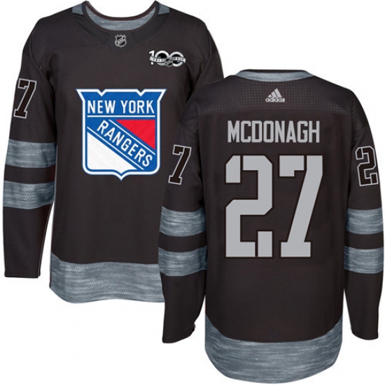 Men's Adidas New York Rangers 27 Ryan McDonagh Premier Black 1917-2017 100th Anniversary NHL Jersey