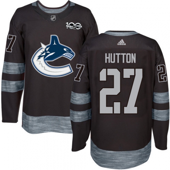 Men's Adidas Vancouver Canucks 27 Ben Hutton Premier Black 1917-2017 100th Anniversary NHL Jersey