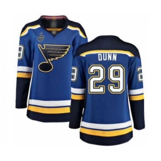 Women's St. Louis Blues 29 Vince Dunn Fanatics Branded Royal Blue Home Breakaway 2019 Stanley Cup Final Bound Hockey Jersey