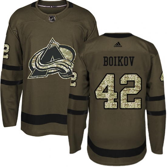 Men's Adidas Colorado Avalanche 42 Sergei Boikov Authentic Green Salute to Service NHL Jersey