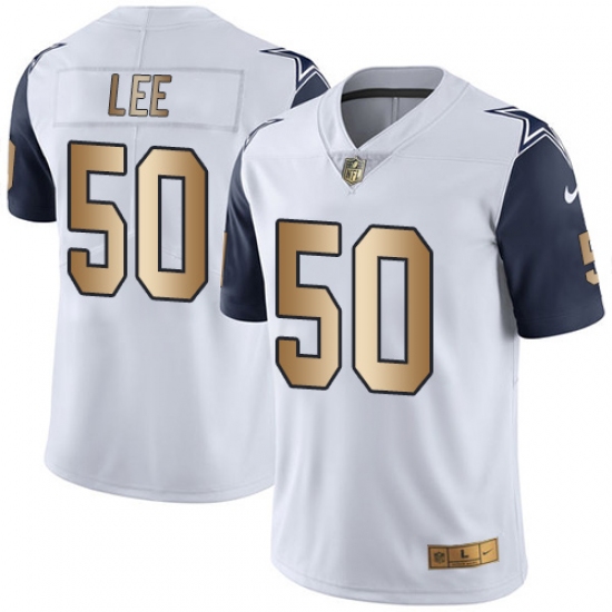 Youth Nike Dallas Cowboys 50 Sean Lee Limited White/Gold Rush NFL Jersey