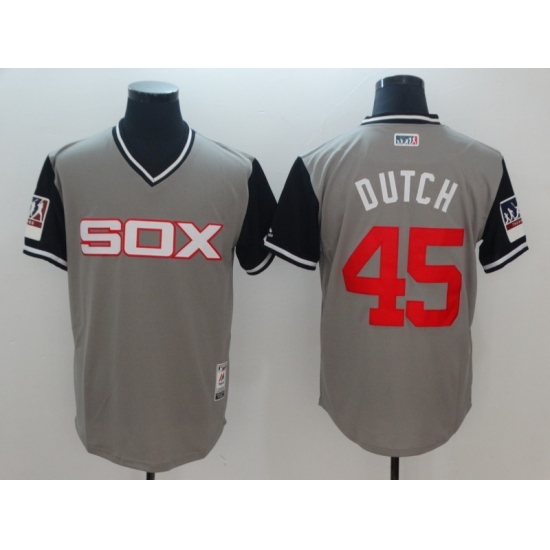 Men's Chicago White Sox 45 Derek Holland Dutch Majestic Gray Little League World Series Players Weekend Jersey