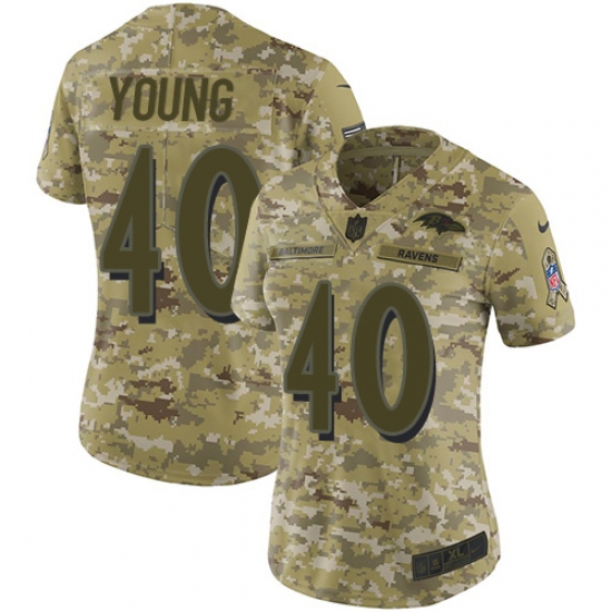 Women's Nike Baltimore Ravens 40 Kenny Young Limited Camo 2018 Salute to Service NFL Jersey