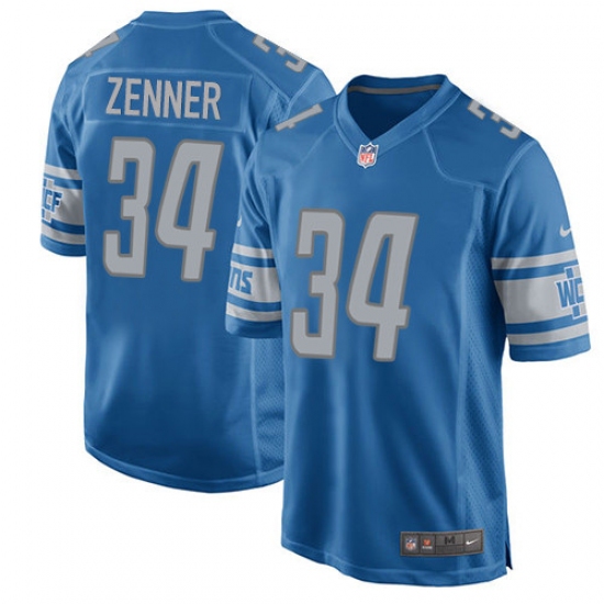 Men's Nike Detroit Lions 34 Zach Zenner Game Light Blue Team Color NFL Jersey