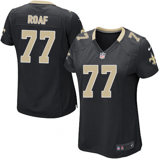 Women's Nike New Orleans Saints 77 Willie Roaf Game Black Team Color NFL Jersey