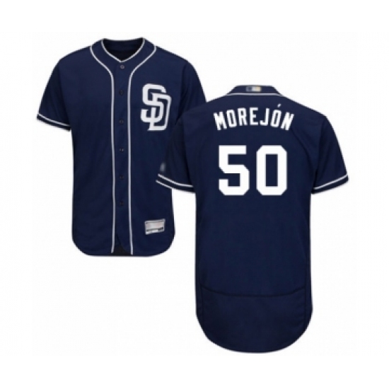 Men's San Diego Padres 50 Adrian Morejon Navy Blue Alternate Flex Base Authentic Collection Baseball Player Jersey