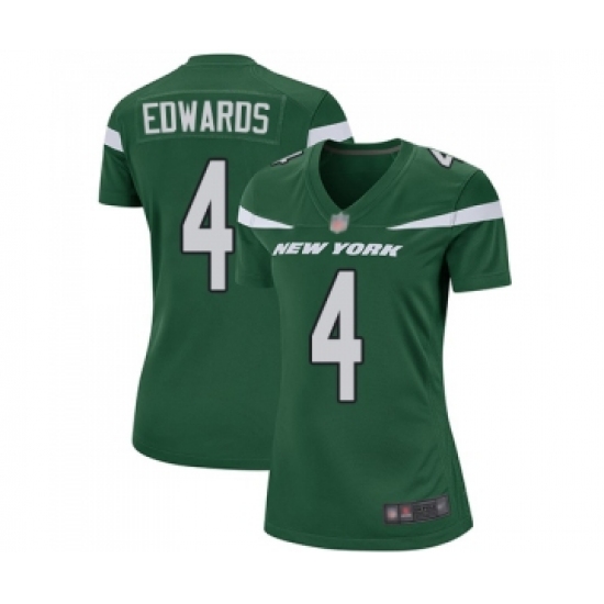 Women's New York Jets 4 Lac Edwards Game Green Team Color Football Jersey