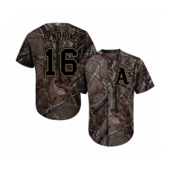 Men's Oakland Athletics 16 Liam Hendriks Authentic Camo Realtree Collection Flex Base Baseball Jersey