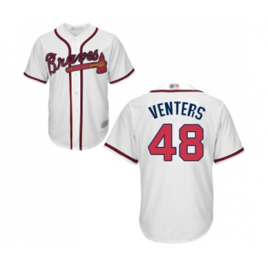 Men's Atlanta Braves 48 Jonny Venters Replica White Home Cool Base Baseball Jersey