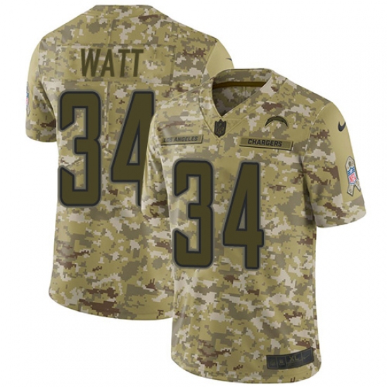 Youth Nike Los Angeles Chargers 34 Derek Watt Limited Camo 2018 Salute to Service NFL Jerseyy