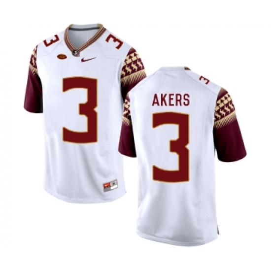 Florida State Seminoles 3 Cam Akers White College Football Jersey