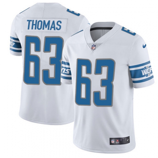 Men's Nike Detroit Lions 63 Brandon Thomas Limited White Vapor Untouchable NFL Jersey