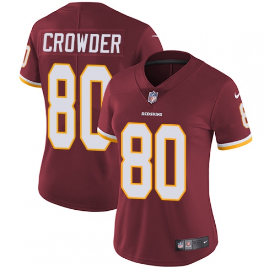 Women's Nike Washington Redskins 80 Jamison Crowder Elite Burgundy Red Team Color NFL Jersey