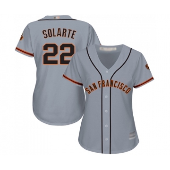 Women's San Francisco Giants 22 Yangervis Solarte Replica Grey Road Cool Base Baseball Jersey