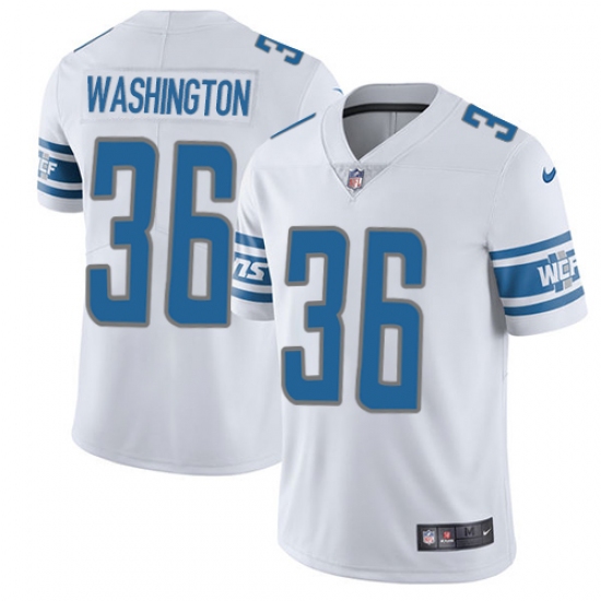 Men's Nike Detroit Lions 36 Dwayne Washington Elite White NFL Jersey