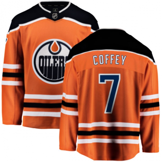 Men's Edmonton Oilers 7 Paul Coffey Fanatics Branded Orange Home Breakaway NHL Jersey