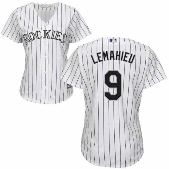 Women's Majestic Colorado Rockies 9 DJ LeMahieu Replica White Home Cool Base MLB Jersey