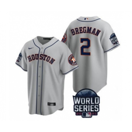 Men's Houston Astros 2 Alex Bregman 2021 Gray World Series Cool Base Stitched Baseball Jersey