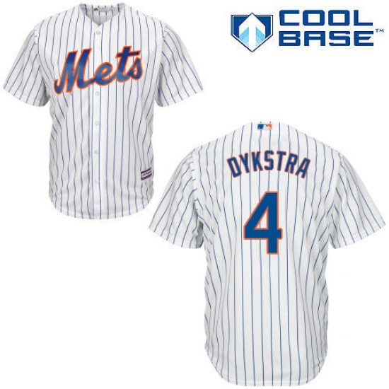 Men's Majestic New York Mets 4 Lenny Dykstra Replica White Home Cool Base MLB Jersey