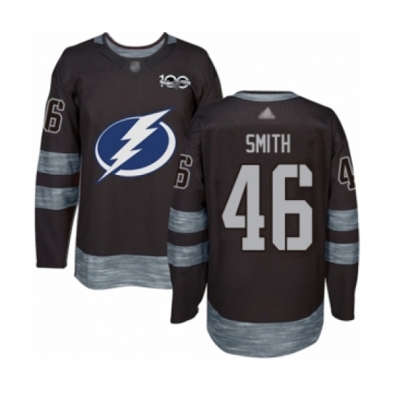 Men's Tampa Bay Lightning 46 Gemel Smith Authentic Black 1917-2017 100th Anniversary Hockey Jersey