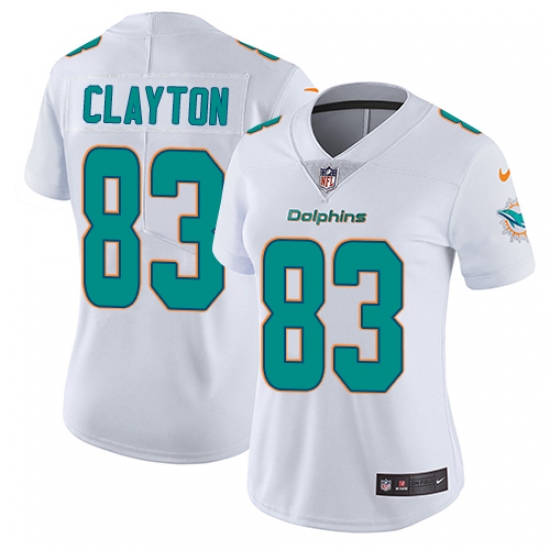 Women's Nike Miami Dolphins 83 Mark Clayton Elite White NFL Jersey