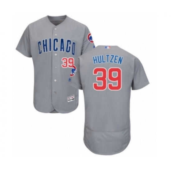 Men's Chicago Cubs 39 Danny Hultzen Grey Road Flex Base Authentic Collection Baseball Player Jersey
