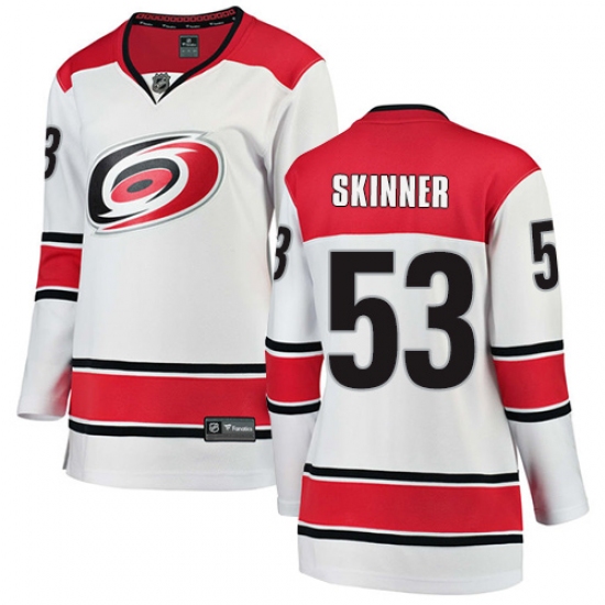 Women's Carolina Hurricanes 53 Jeff Skinner Authentic White Away Fanatics Branded Breakaway NHL Jersey