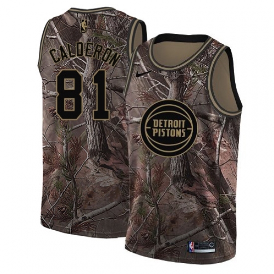 Youth Nike Detroit Pistons 81 Jose Calderon Swingman Camo Realtree Collection NBA Jersey