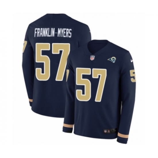 Men's Nike Los Angeles Rams 57 John Franklin-Myers Limited Navy Blue Therma Long Sleeve NFL Jersey