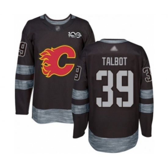 Men's Calgary Flames 39 Cam Talbot Authentic Black 1917-2017 100th Anniversary Hockey Jersey