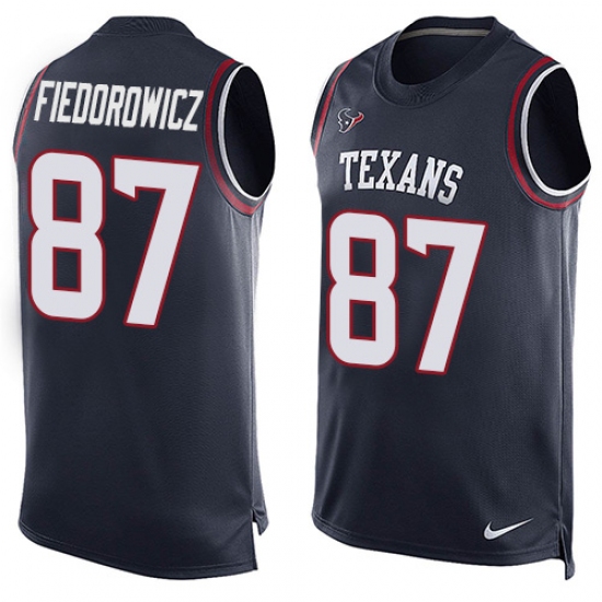 Men's Nike Houston Texans 87 C.J. Fiedorowicz Limited Navy Blue Player Name & Number Tank Top NFL Jersey