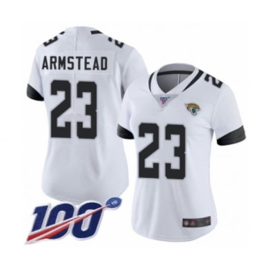 Women's Jacksonville Jaguars 23 Ryquell Armstead White Vapor Untouchable Limited Player 100th Season Football Jersey