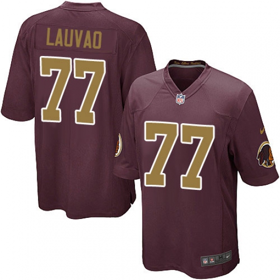 Men's Nike Washington Redskins 77 Shawn Lauvao Game Burgundy Red/Gold Number Alternate 80TH Anniversary NFL Jersey