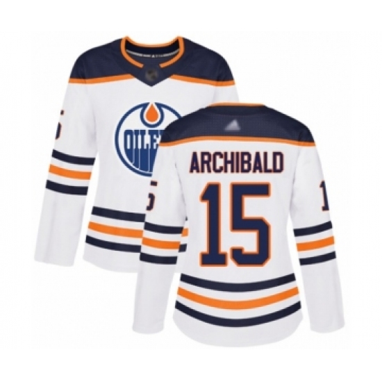 Women's Edmonton Oilers 15 Josh Archibald Authentic White Away Hockey Jersey