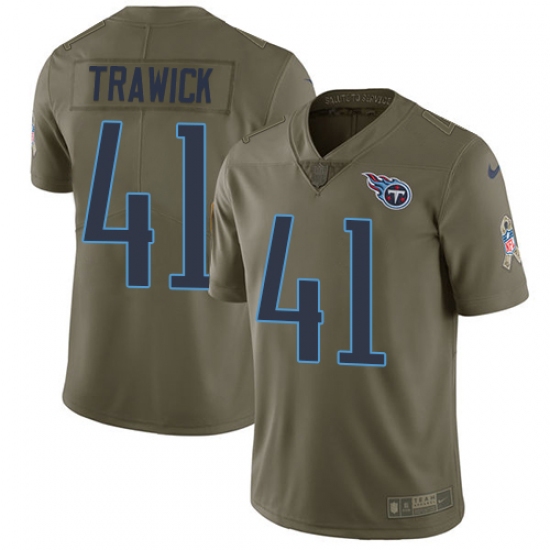 Youth Nike Tennessee Titans 41 Brynden Trawick Limited Olive 2017 Salute to Service NFL Jersey