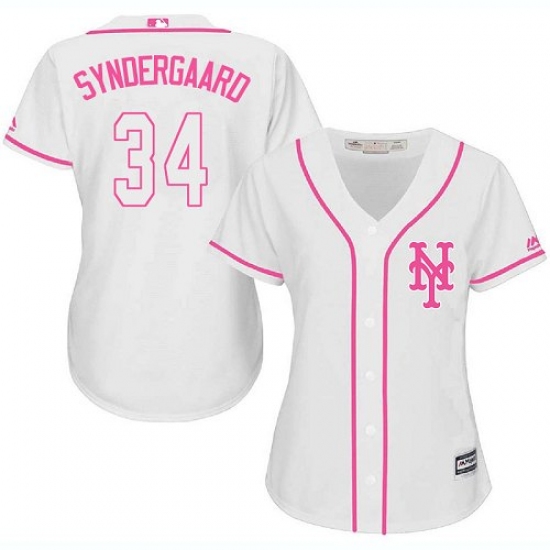 Women's Majestic New York Mets 34 Noah Syndergaard Authentic White Fashion Cool Base MLB Jersey