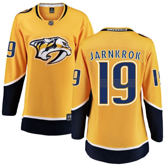 Women's Nashville Predators 19 Calle Jarnkrok Fanatics Branded Gold Home Breakaway NHL Jersey