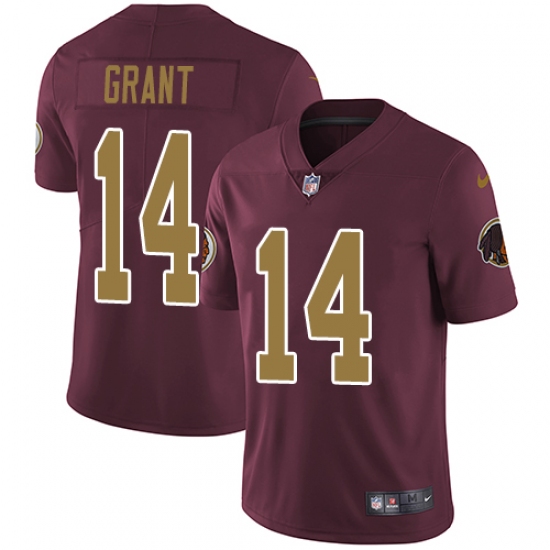 Youth Nike Washington Redskins 14 Ryan Grant Burgundy Red/Gold Number Alternate 80TH Anniversary Vapor Untouchable Elite Player NFL Jersey