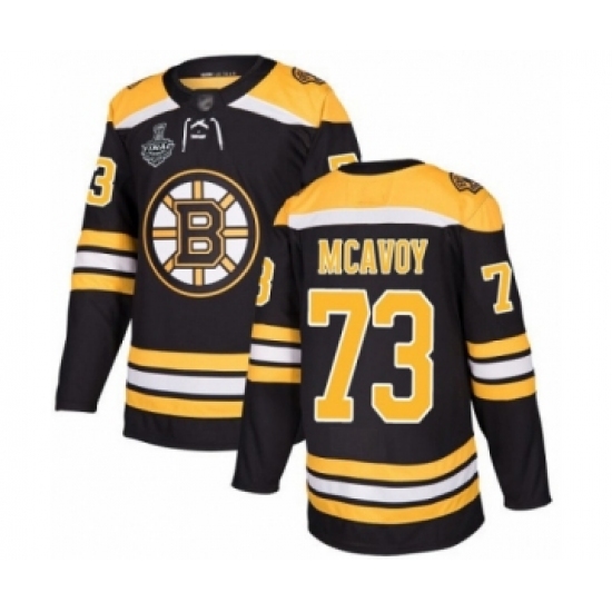 Men's Boston Bruins 73 Charlie McAvoy Authentic Black Home 2019 Stanley Cup Final Bound Hockey Jersey