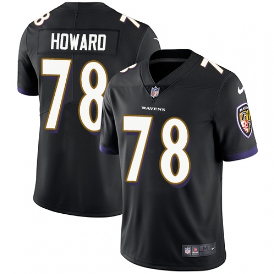 Men's Nike Baltimore Ravens 78 Austin Howard Black Alternate Vapor Untouchable Limited Player NFL Jersey